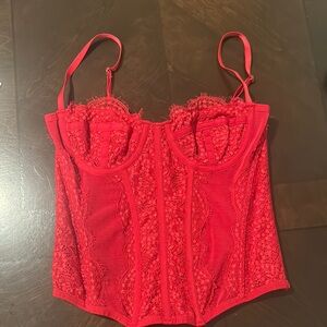Red Out From Under Modern Love Corset - Urban Outfitters
